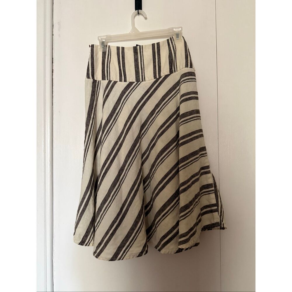 GAP 100% Linen Striped A-Line Midi Skirt Cream Brown Size 4R - Picture 5 of 9